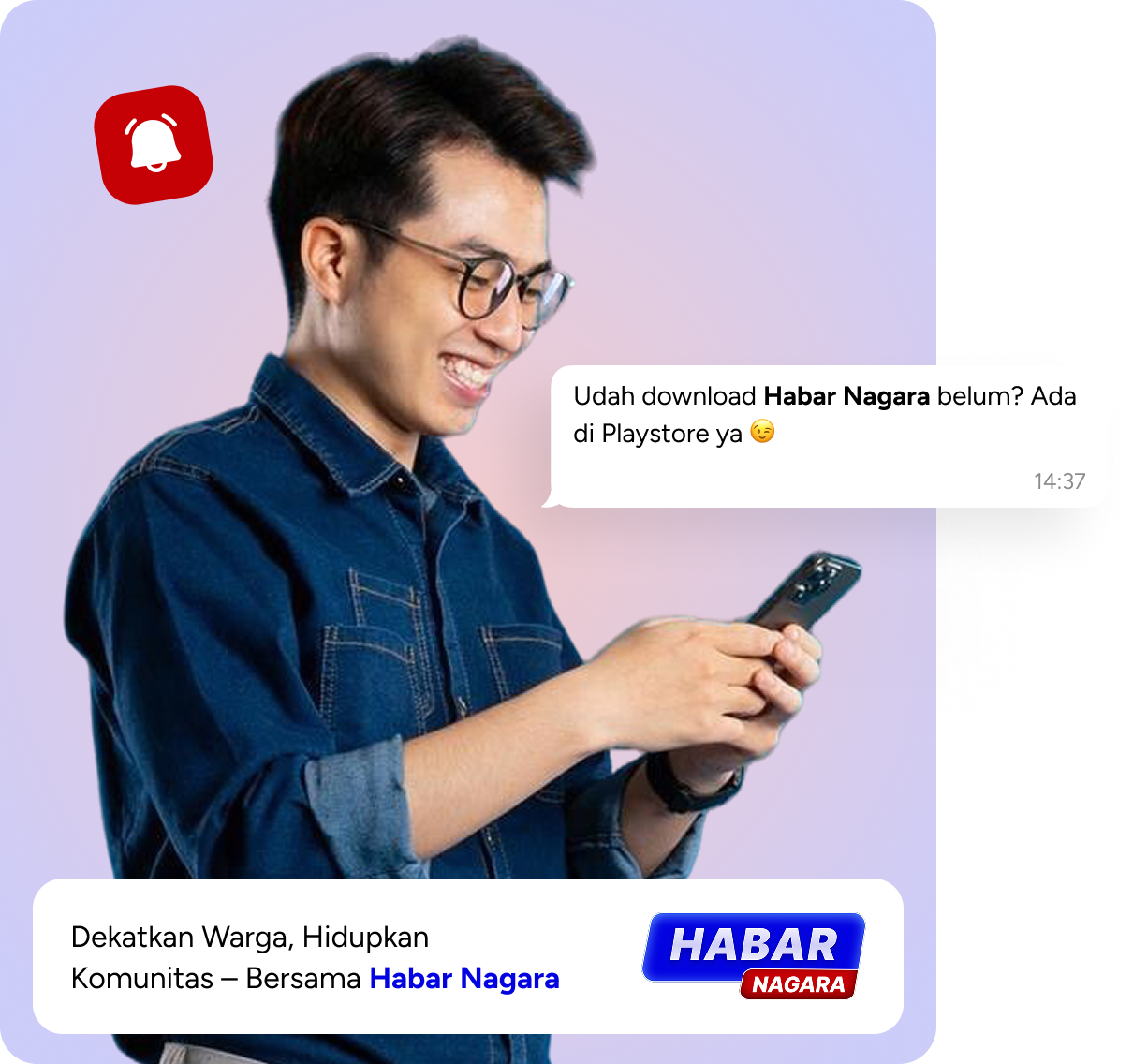 Warga membaca pesan komunitas di Habar Nagara